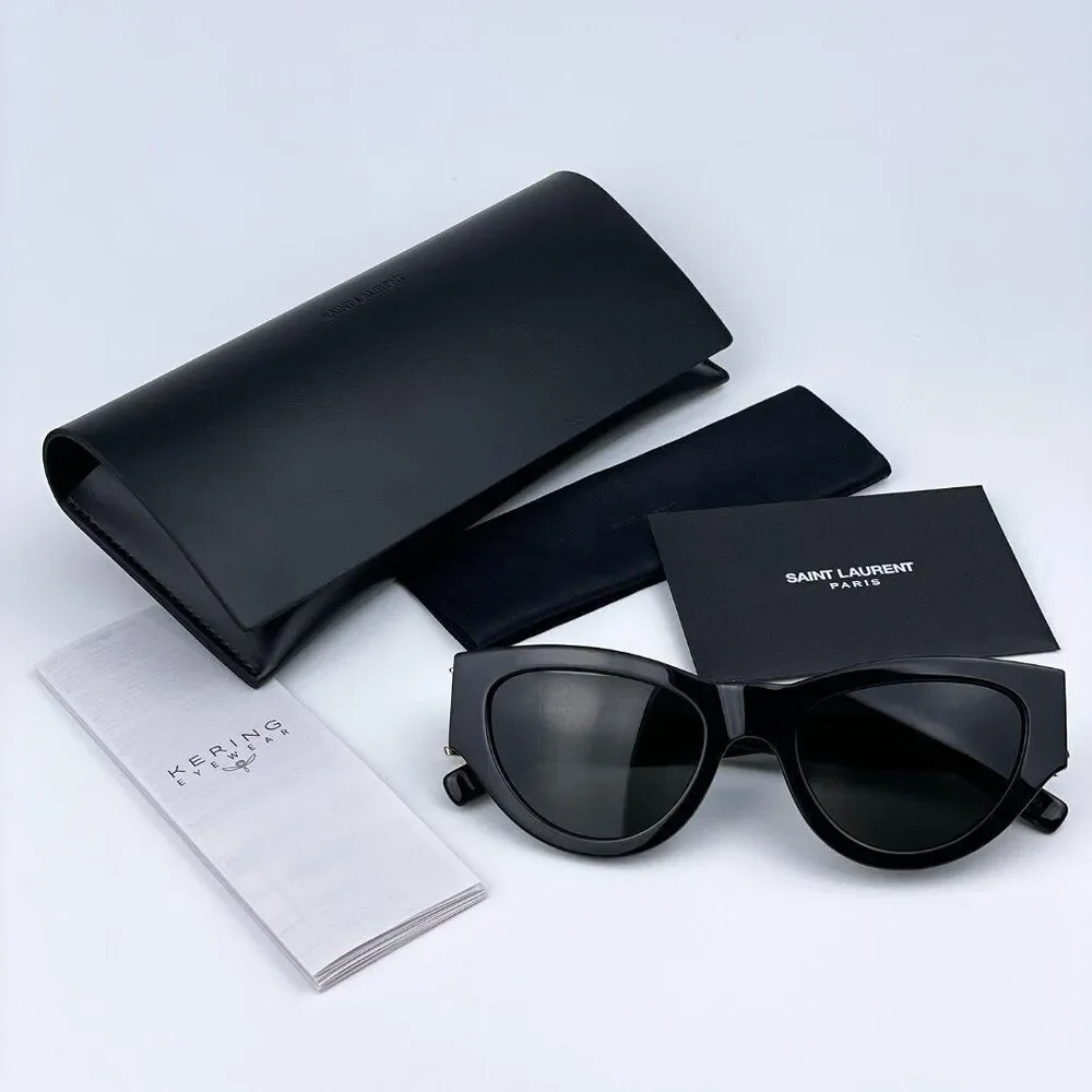 NEW Saint Laurent SLM94 001 Black Grey Cat Eye Women Sunglasses - Picture 14 of 17